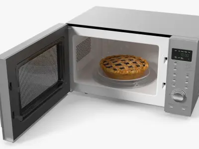 Kitchen Microwave With Pie 3D model