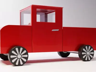 Red retro truck vintage pickup car 3D model