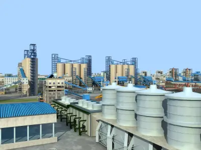 Coal-Fired Power Plant  Thermal Power Station Complex 3D model