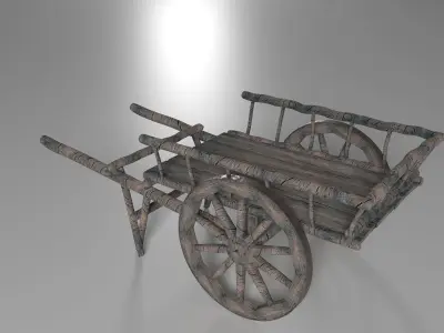 Ancient Wooden Cart Low-poly 3D model