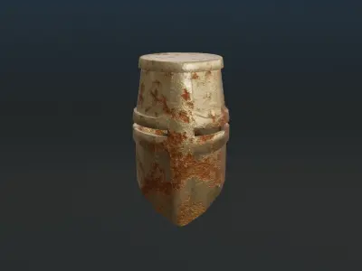 Rusted Medieval great helmet - medieval helmet Low-poly 3D model