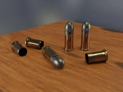 22 short caliber ammo Low-poly 3D model