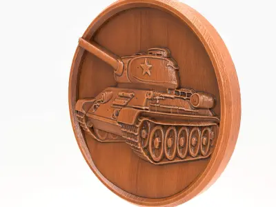 T-34 85 Tank Coin Relief WWII Soviet Medium Tank Model Medallion 3D print model