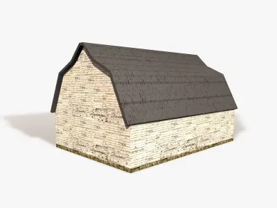 Medieval Wooden Barn  Low-poly 3D model