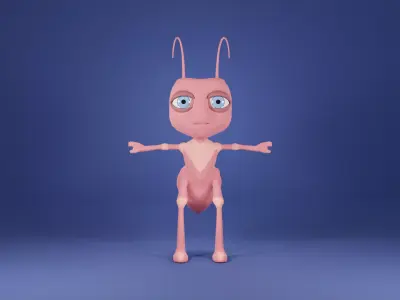 Rigged Stylized Red Blue Green Cartoon Male Ant Character Free 3D model purchase