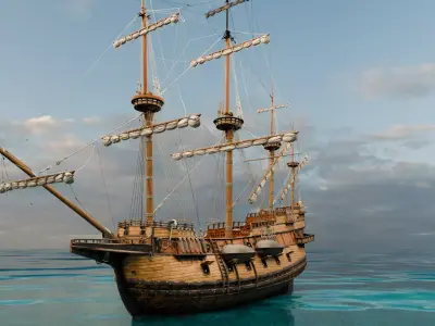  Sailing Ship Low-poly 3D model