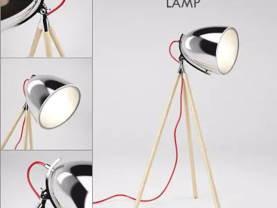 Tripod Chrome Table Lamp 3D model