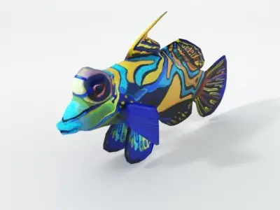 Mandarin fish Low-poly 3D model