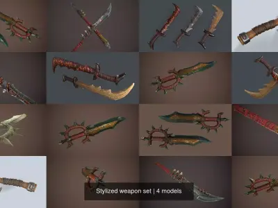 Stylized weapon set 3D Model Pack