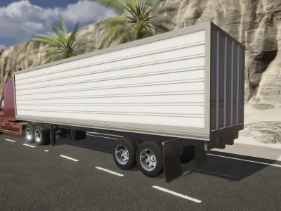 Semi Truck Trailer 01 - Box  Low-poly 3D model