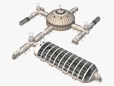 Space Colonization Base Greenhouse 01 Clean and Dirty 3D model