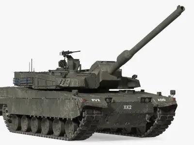 K2 Black Panther Tank Dirty Rigged 3D model