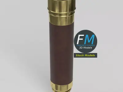 Collapsible Brass Spyglass Telescope 3D model