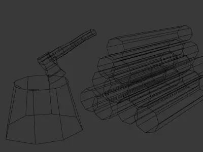  Stylized Cutting Axe  Low-poly 3D model