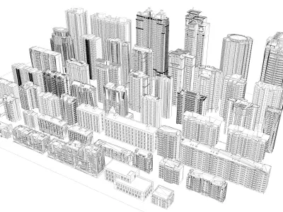 Buildings City building industrial park commercial housing 3D model V7