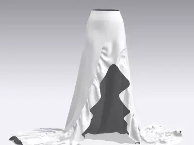 SKIRT ASYMETRIC RUFFLED 3D model