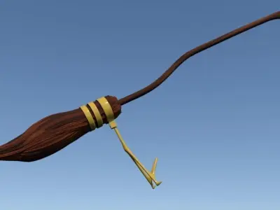 nimbus-2000 wooden broom flying in sky 3D model