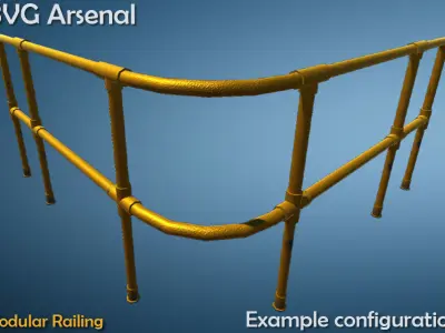 Modular Railing Low-poly 3D model