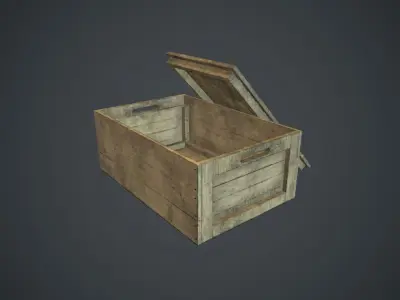 Wooden Box PBR Game Ready Low-poly 3D model