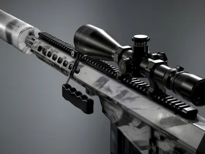 Barrett M82A1 Suppressor PBR Low-poly 3D model