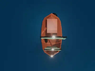 Low Poly Boat Water 3D Model Low-poly 3D model