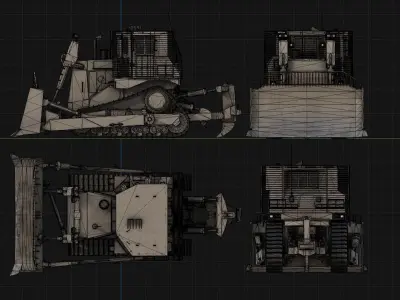 Armoured Bulldozer Low-poly 3D model