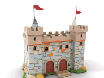 Medieval Stone Castle model pack Low-poly 3D model 3