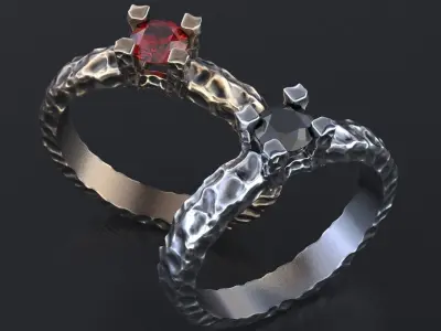 Engagement Stylish antique ring with diamond 364 3D print model