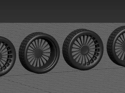 wheels set of motorcycle 3D model