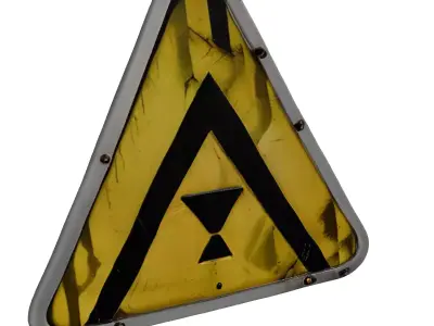 Grungy Industrial Hazard Warning Sign 3D model