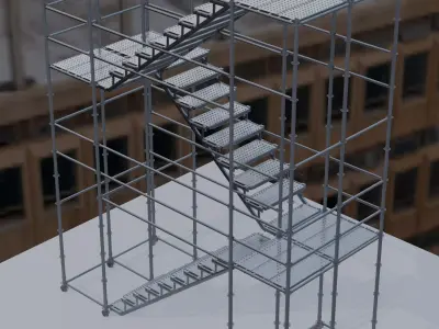Staircase for construction and industry Scaffolding 3D model