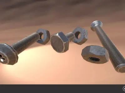 Bolt Set Low-poly 3D model
