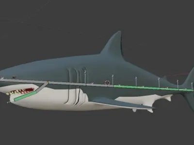 Semi-Realistic Great White Shark Low-poly 3D model