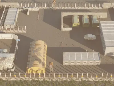 Army base Low-poly 3D model