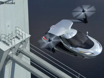  Futuristic Flying Car Concept with Rotors 