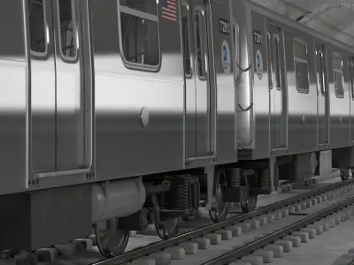 Subway Tunnel Section with Train 3D model