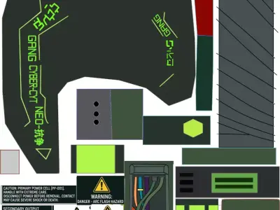  Cyberpunk Axe Low-poly 3D model