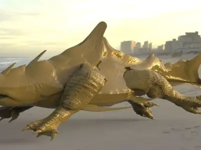 Megalodon Dragon Hybrid 3 model collection with UVs 3D 3D model