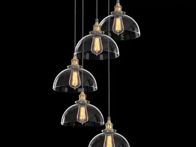 FACTORY FILAMENT CLEAR GLASS DOME ROUND PENDANT 3D model