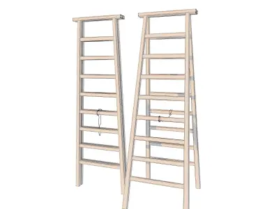 Hong Kong Dirt Wood Folding Ladder 3D model