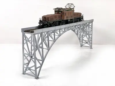 LINE-0004 Steel arc bridge riveted H0-scale 3D print model