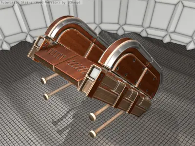 Wood Stairs - Construction Element 19 Low-poly 3D model