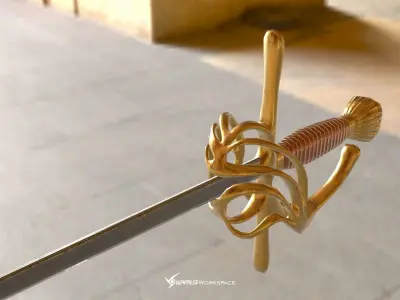Flintlock Pistol and Rapier Sword Low-poly 3D model