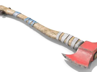 Fire Axe Low-poly 3D model 7