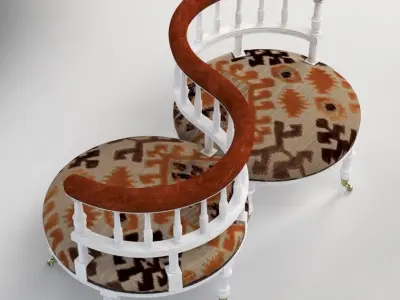 Unforgettable Antique Courting Chair 3D model