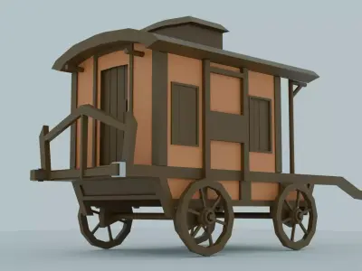 Medieval carriage Low-poly 3D model purchase