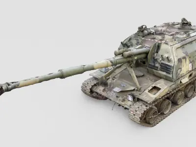 Destroyed 2S19 Msta 152 mm self-propelled howitzer M1990  3D model