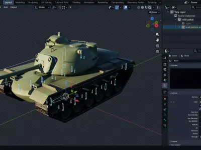 M48 Patton Tank plus 6 Skins Low-poly 3D model