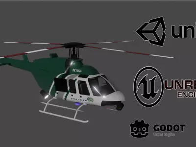 helicopter police colombian Low-poly 3D model