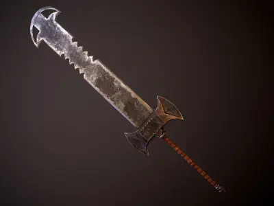 Fantasy Old Heavy Claymore Low-poly 3D model